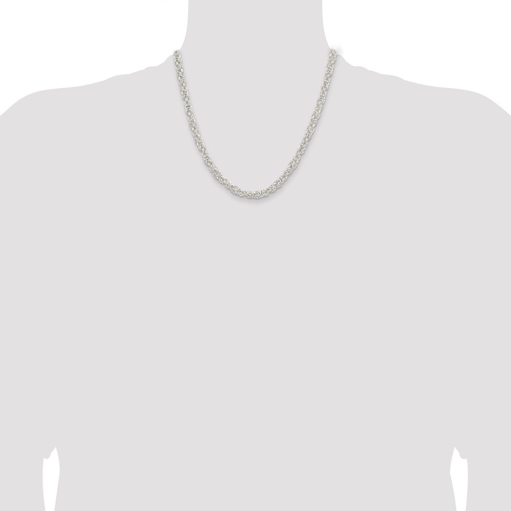 20 Inch Sterling Silver 5.5mm Rounded Byzantine Chain Necklace