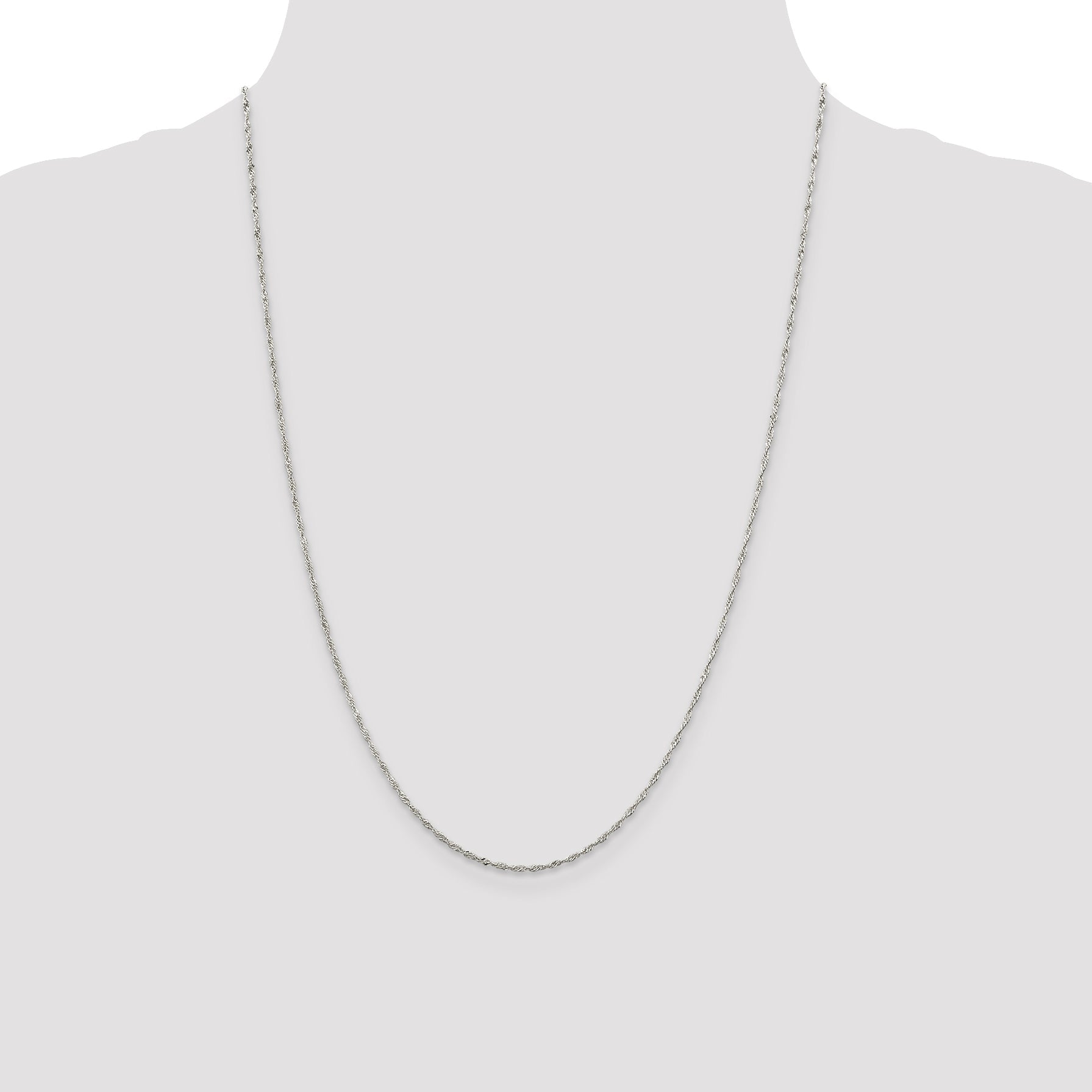 24 Inch Sterling Silver 1.4mm Singapore Chain Necklace