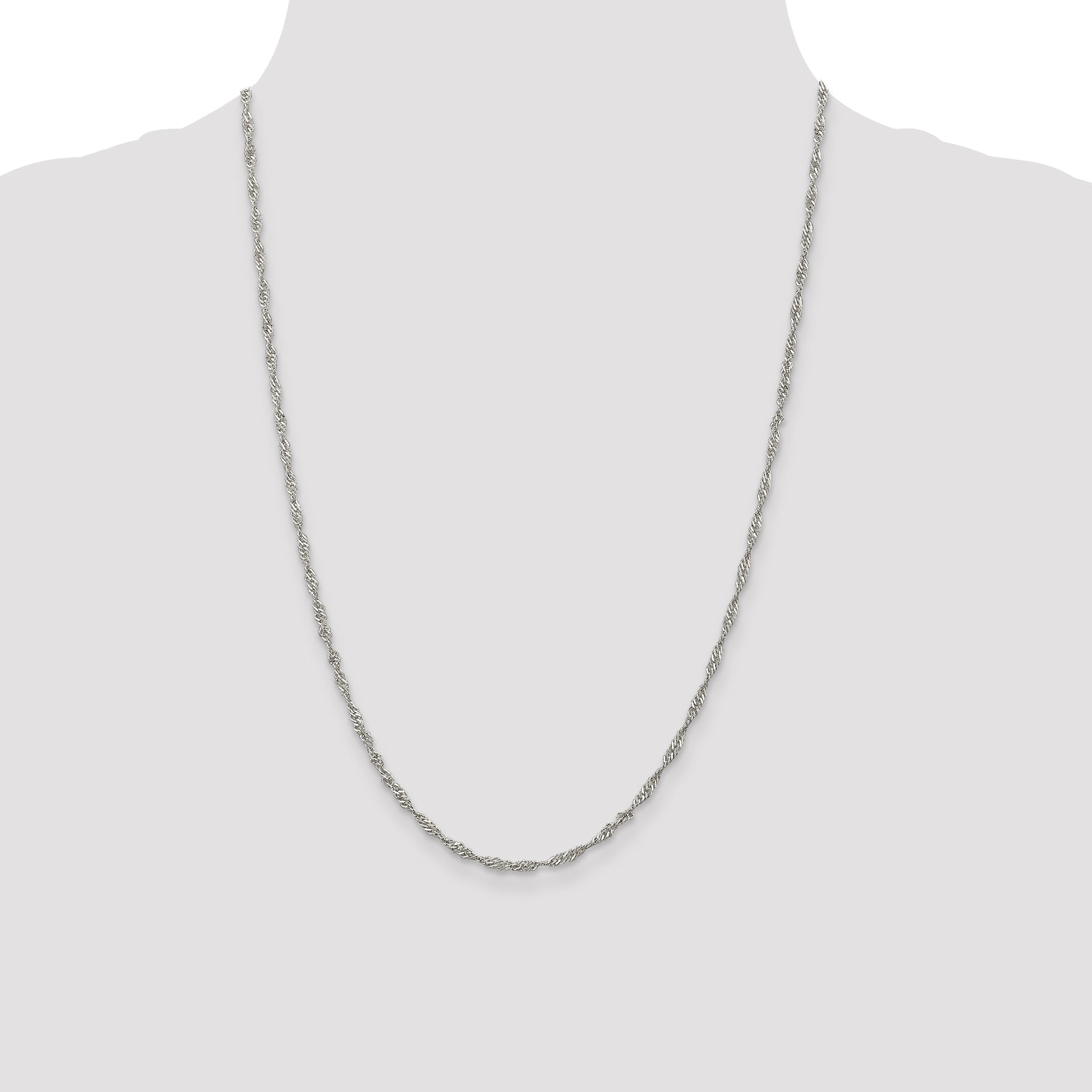 24 Inch Sterling Silver 2.25mm Singapore Chain Necklace