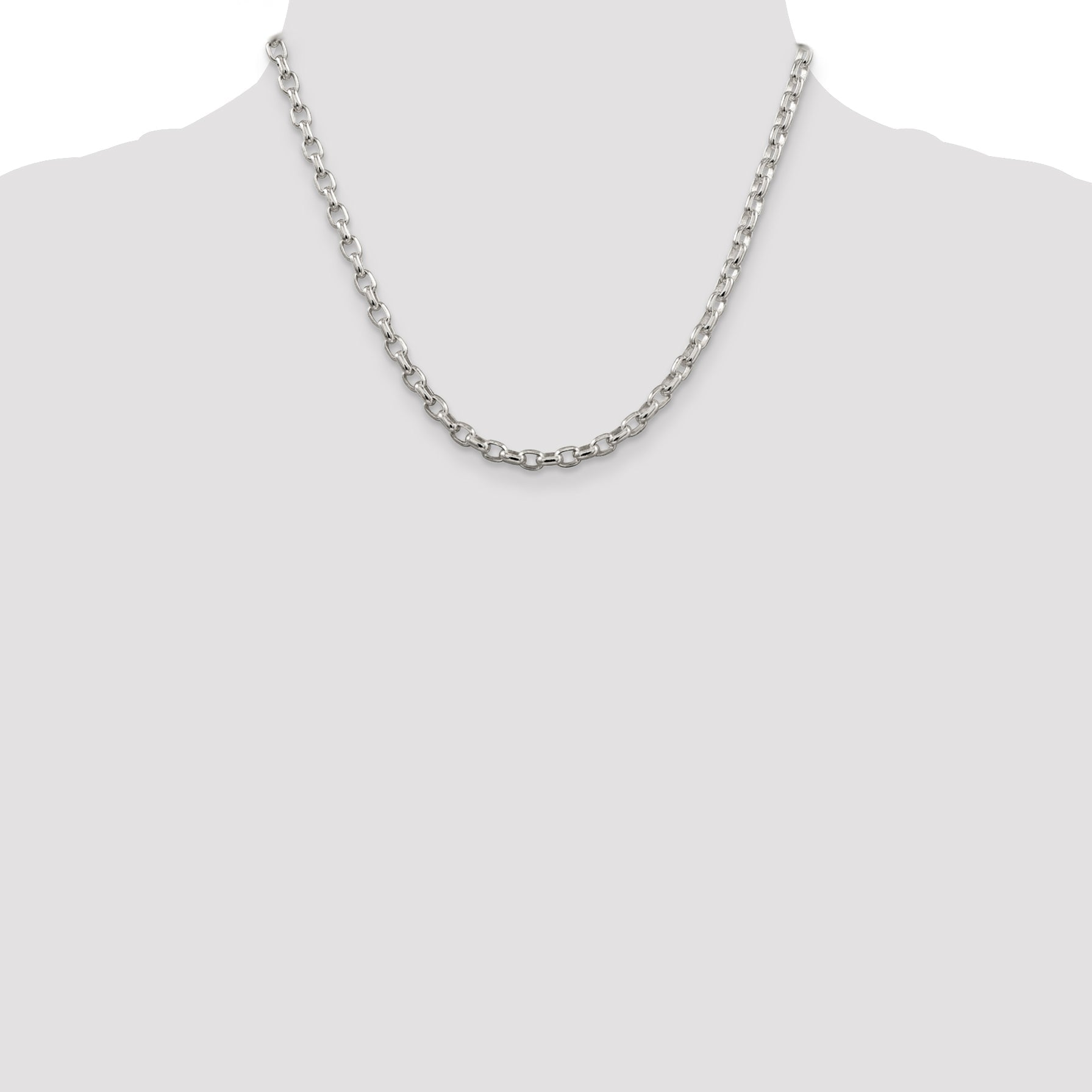 18 Inch Sterling Silver 4.4mm Oval Fancy Rolo Chain Necklace