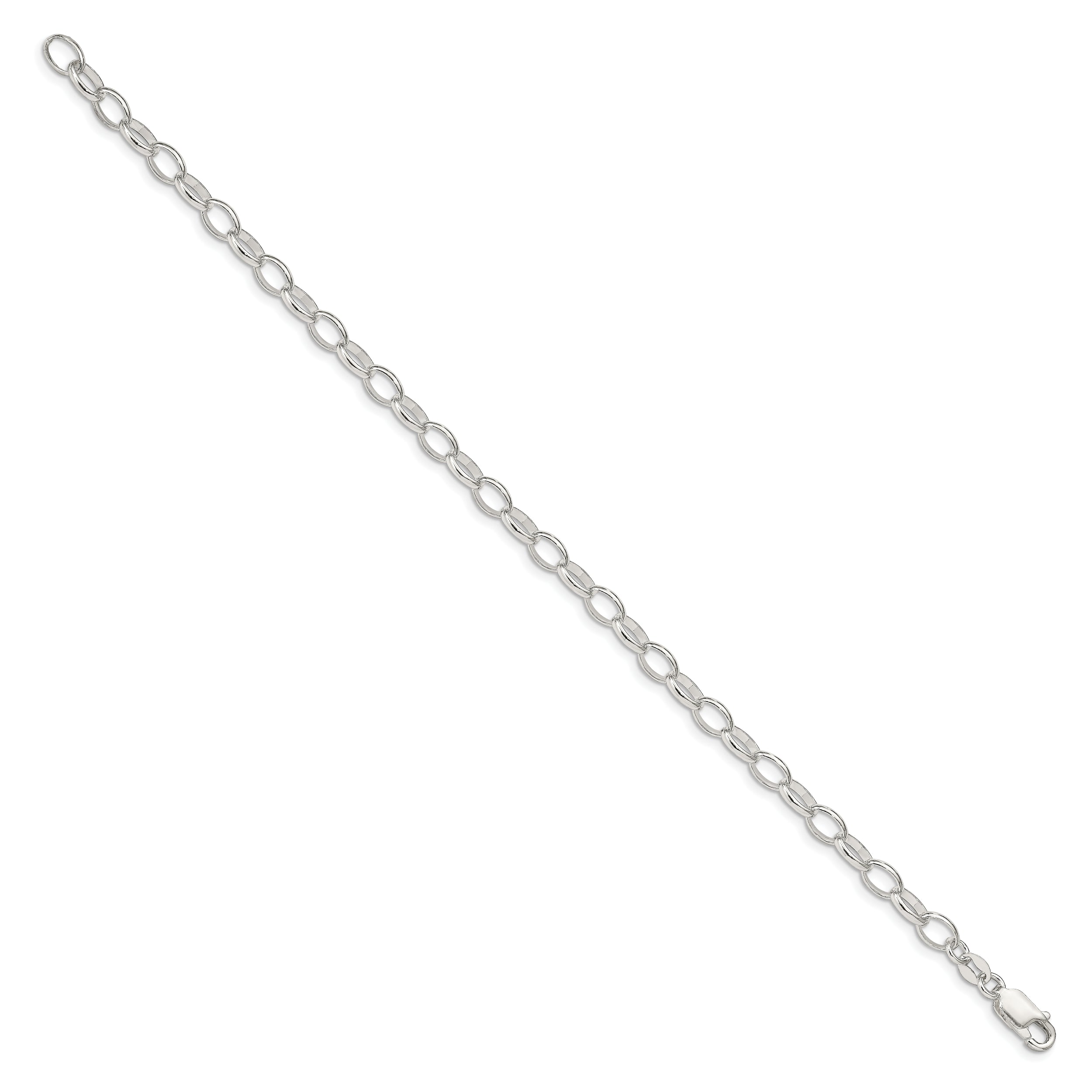 7 Inch Sterling Silver 5mm Fancy Rolo Chain Bracelet