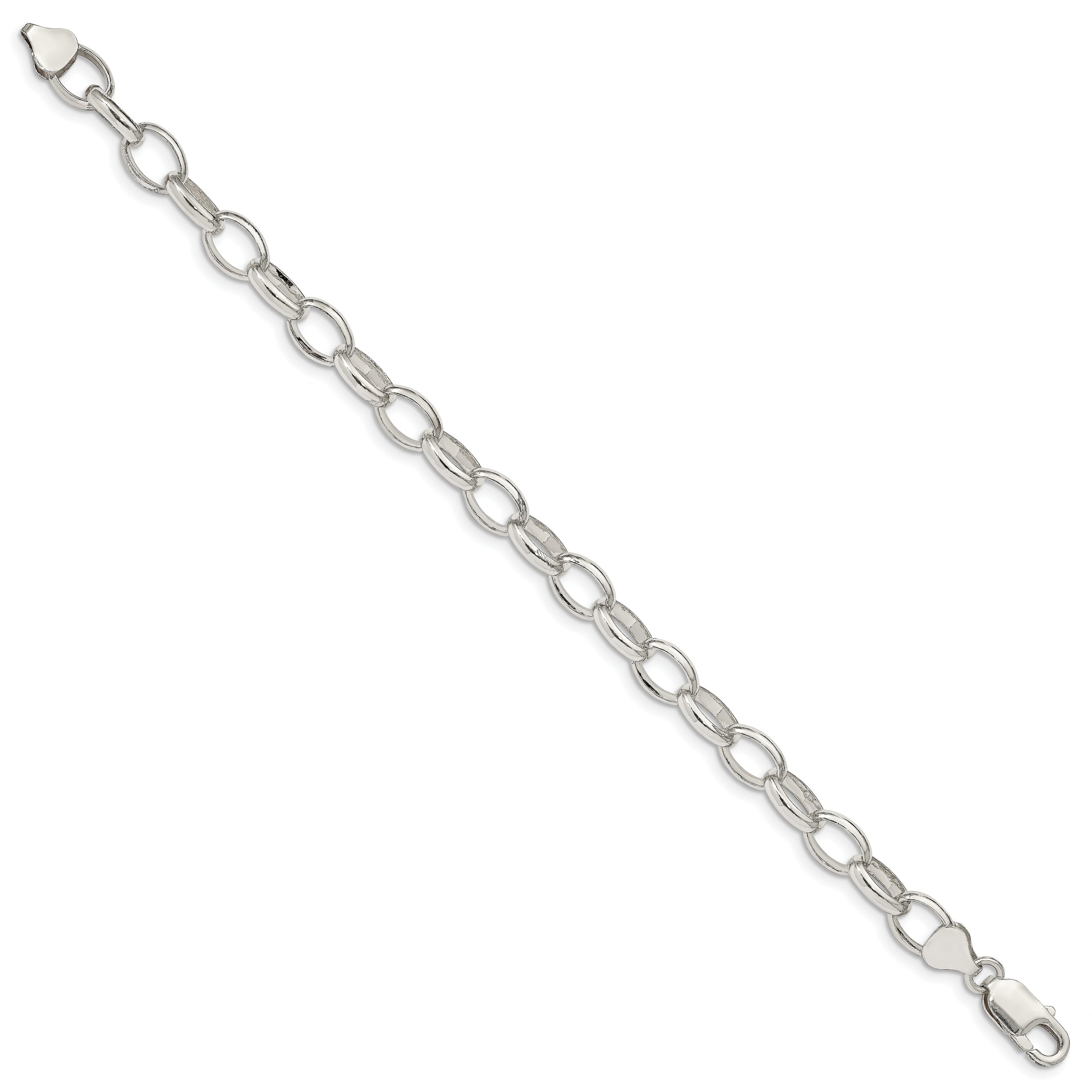 7 Inch Sterling Silver 8mm Fancy Rolo Chain Bracelet
