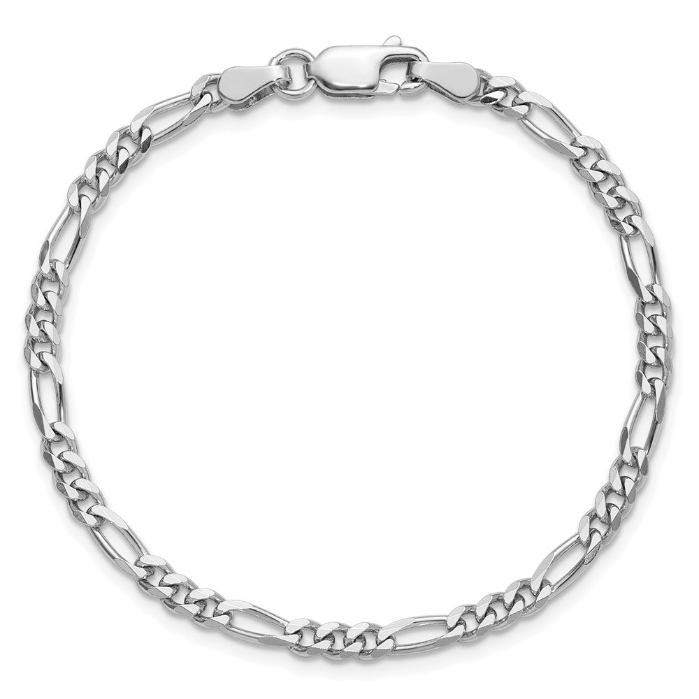 9 Inch Sterling Silver Rhodium-Plated 3.5mm Figaro Chain Anklet