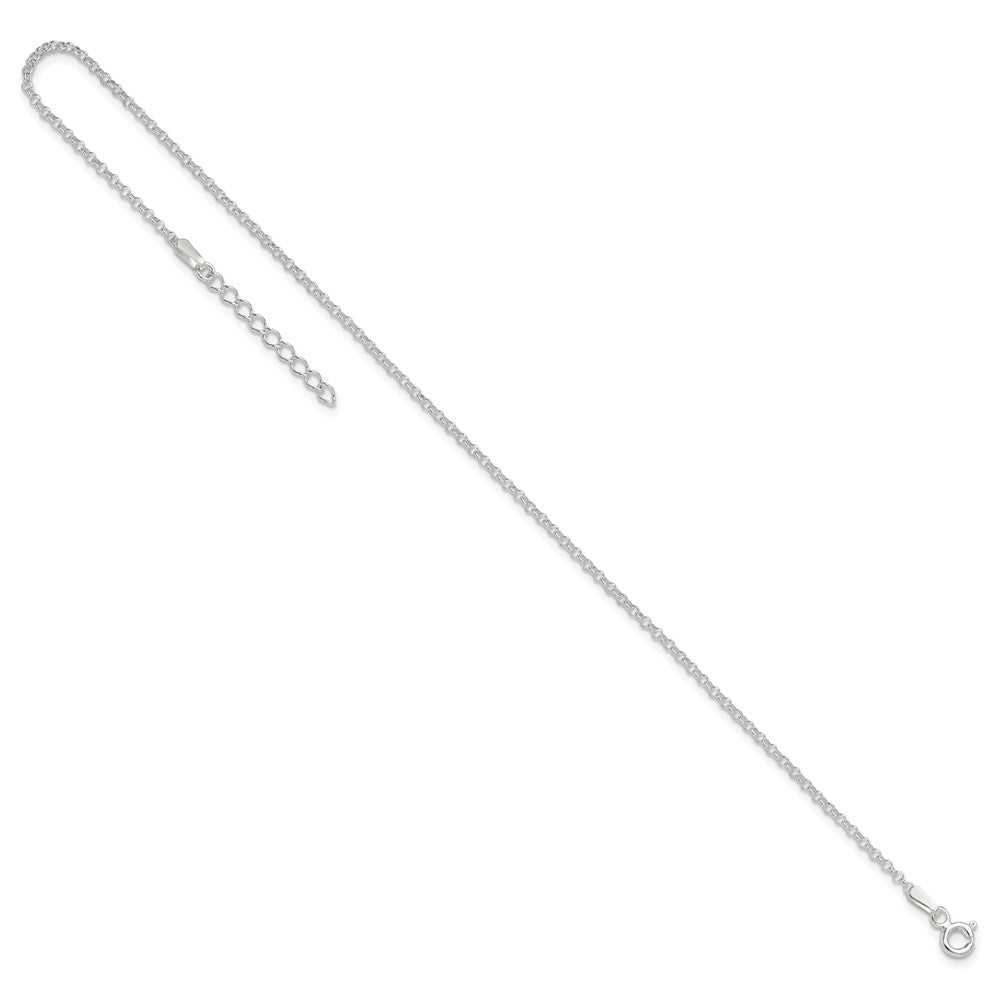 9 Inch Sterling Silver 1.5mm Rolo 9In Plus 1In Ext. Chain Anklet