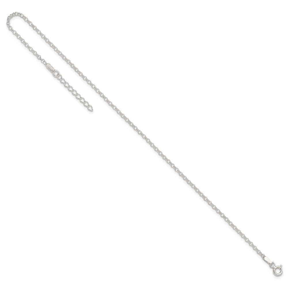 9 Inch Sterling Silver 2mm Rolo 9In Plus 1In Ext. Chain Anklet