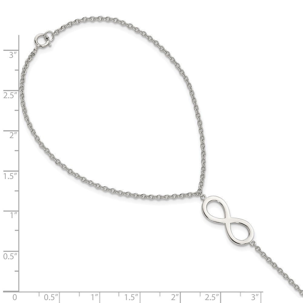 Sterling Silver Rh-Plated Polished Infinity Symbol Attached Ring/Bracelet