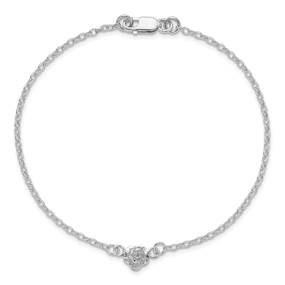 Sterling Silver Flower Charm Anklet