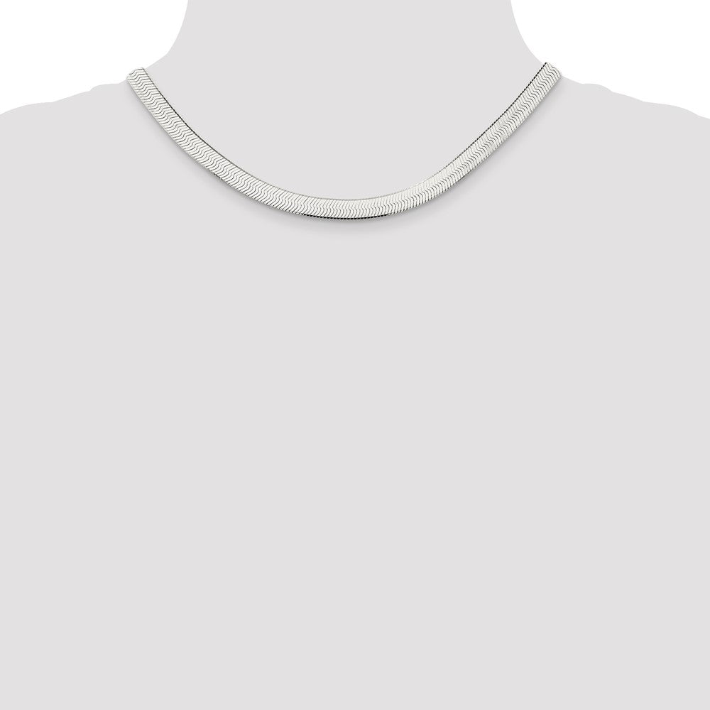16 Inch Sterling Silver 7.3mm Magic Herringbone Chain Necklace