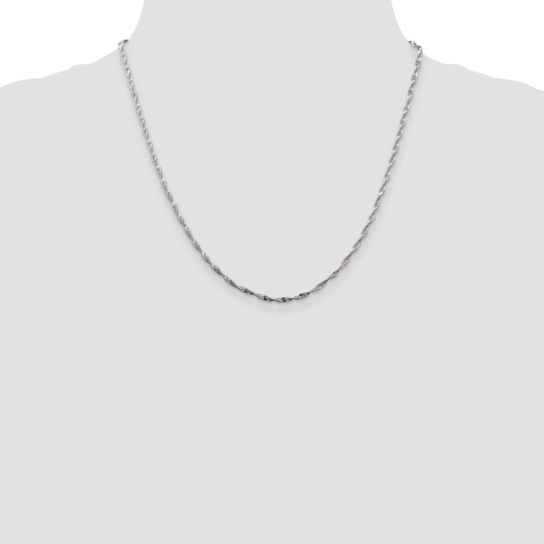 20 Inch Sterling Silver 2mm Twisted Herringbone Chain Necklace