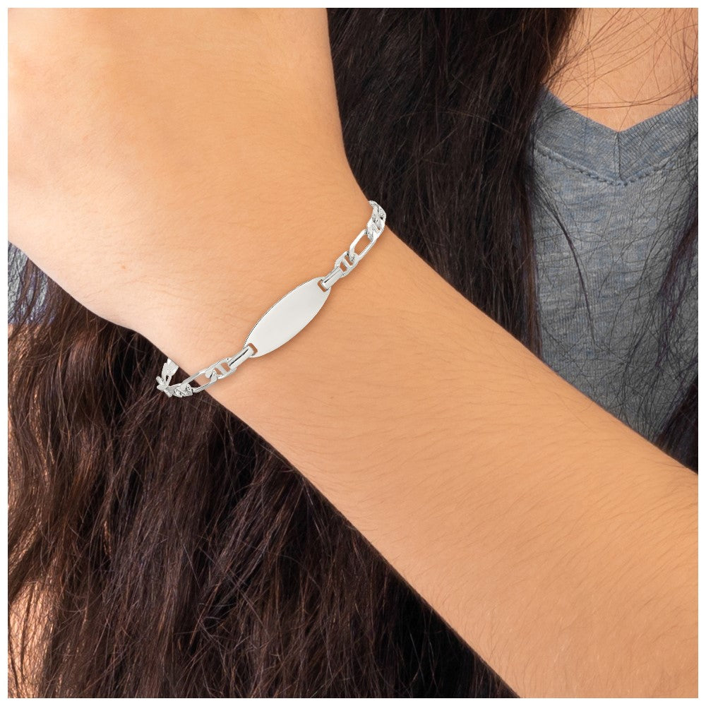 5 Inch Sterling Silver Polished Engraveable 5In Plus 1In Ext Childrens Id Bracelet