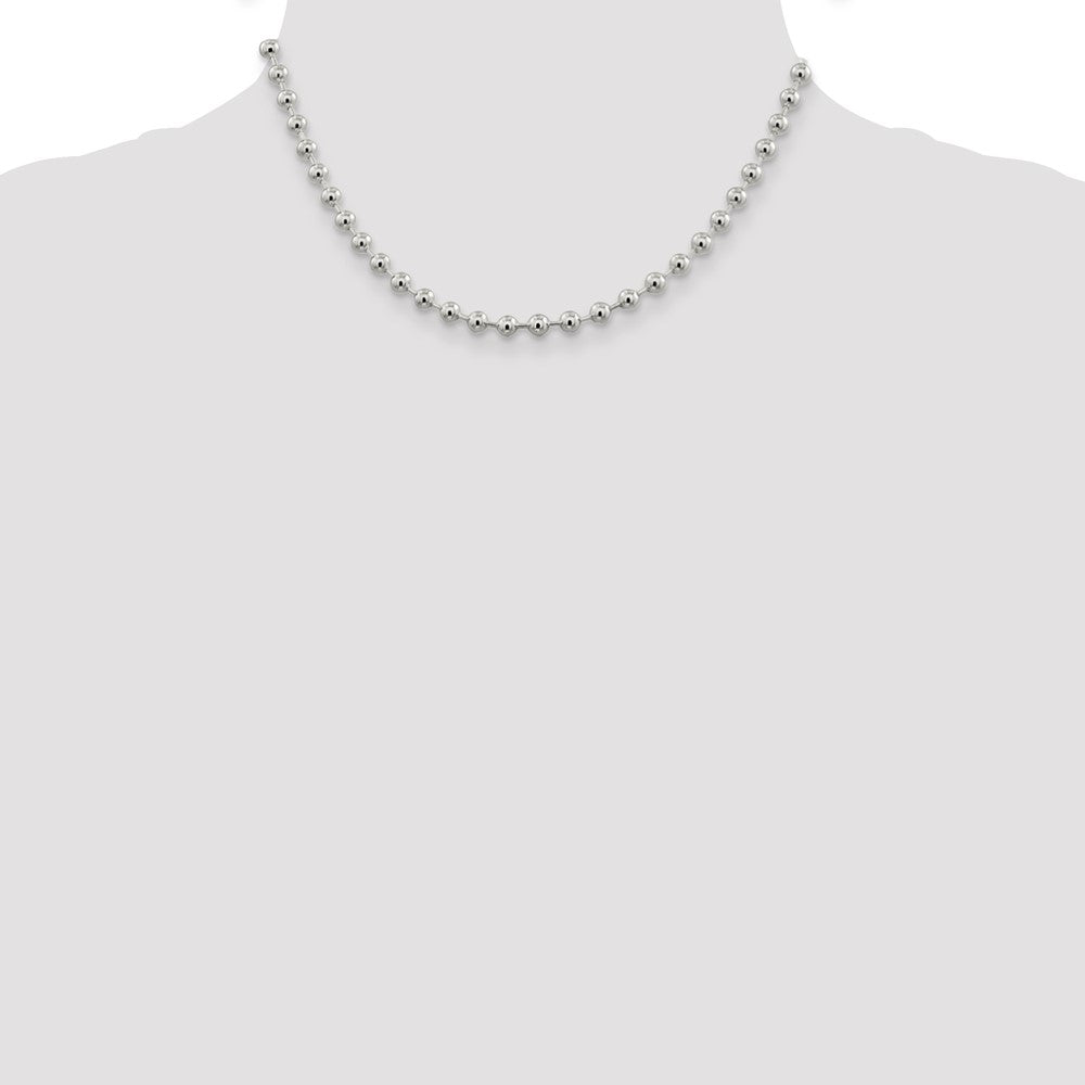 16 Inch Sterling Silver 5mm Beaded Chain Necklace