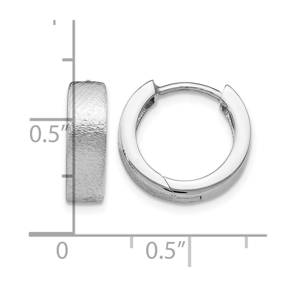 Sterling Silver Ss Rh Plated Radiant Essence Textured Huggie Hoop Earrings