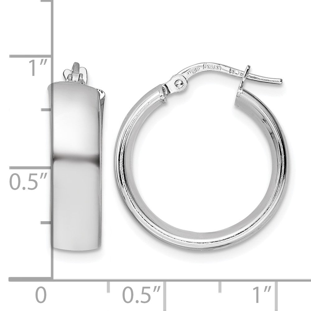 Sterling Silver Rhod Plated Polished Hoop Earrings