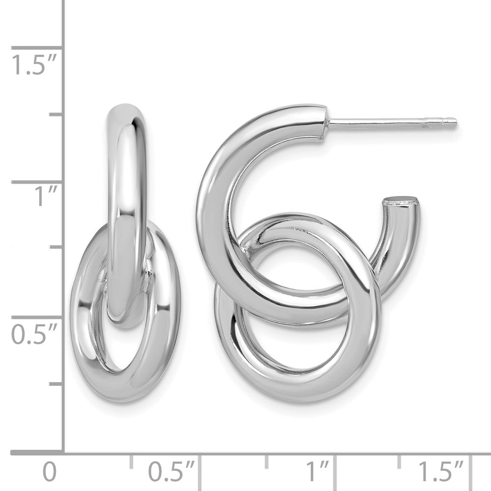 Sterling Silver Rh Plated Polished Circle Drop Post Earrings