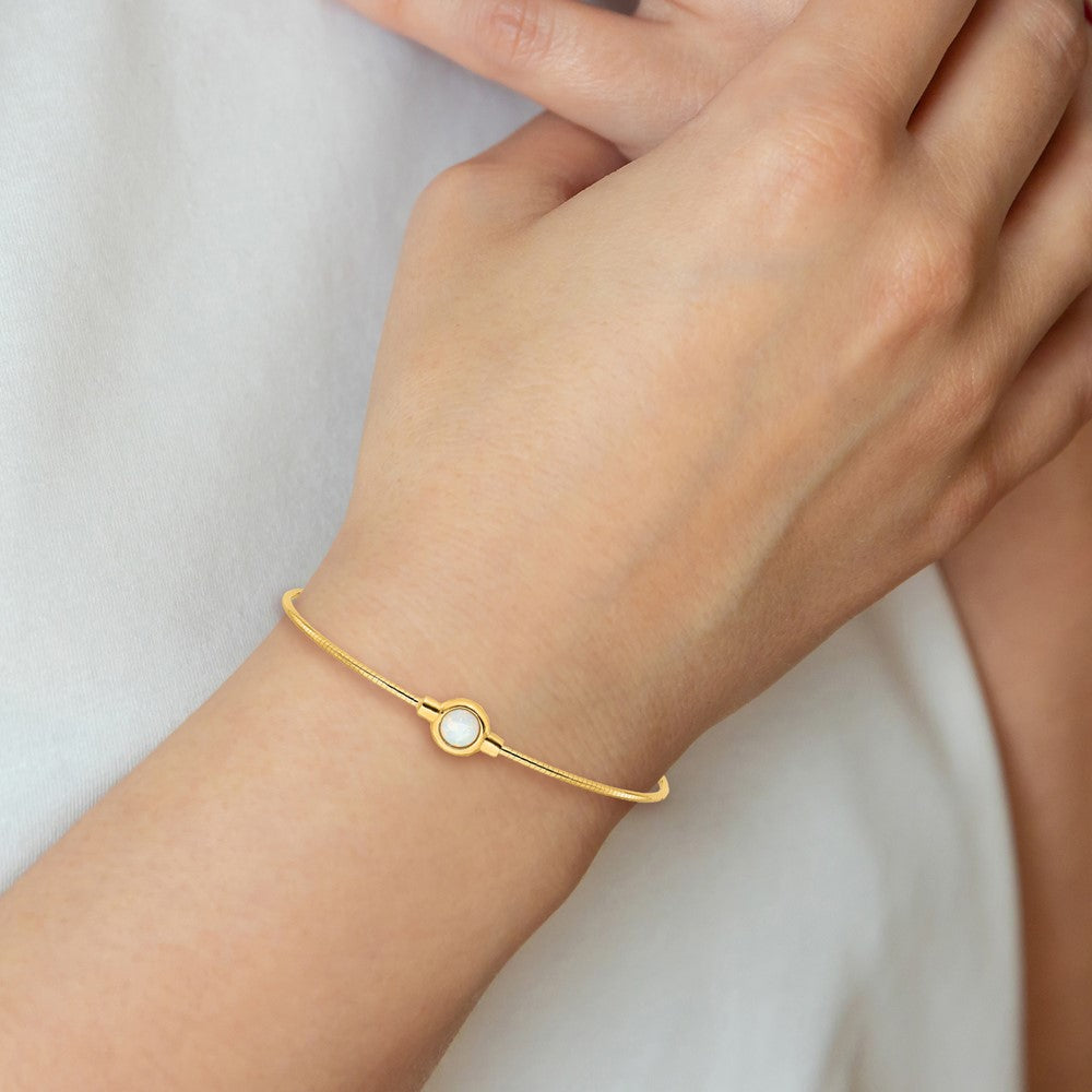 Gold Plated Sterling Silver Polished Opal Cuff Bracelet