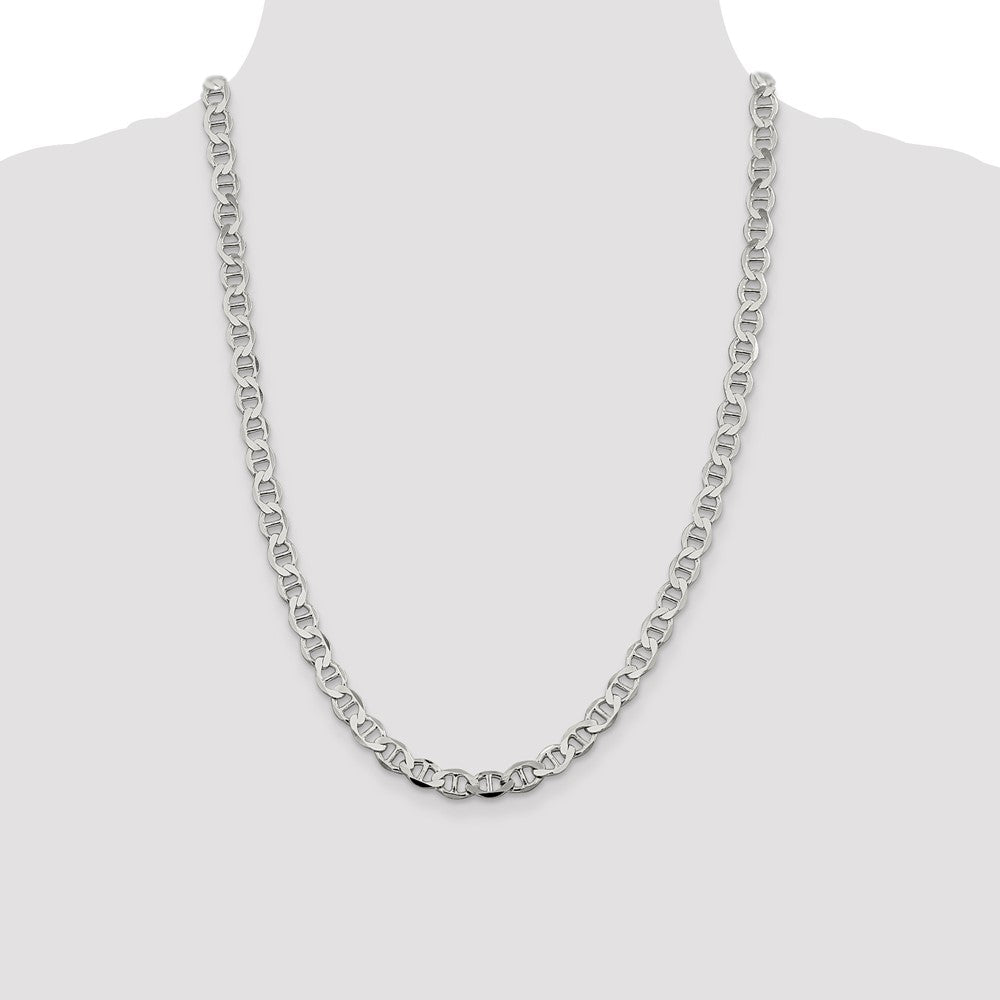 24 Inch Sterling Silver 7.1mm Flat Anchor Chain Necklace