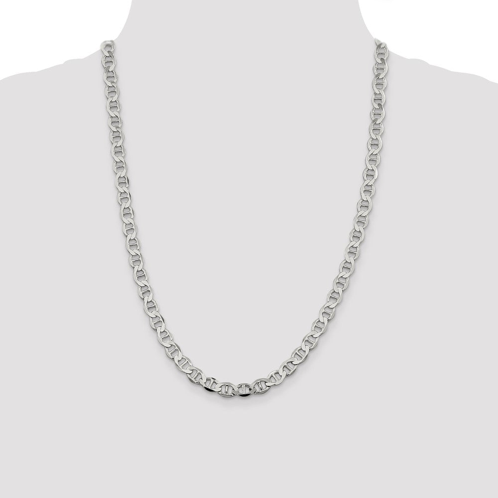 24 Inch Sterling Silver 8.9mm Flat Anchor Chain Necklace