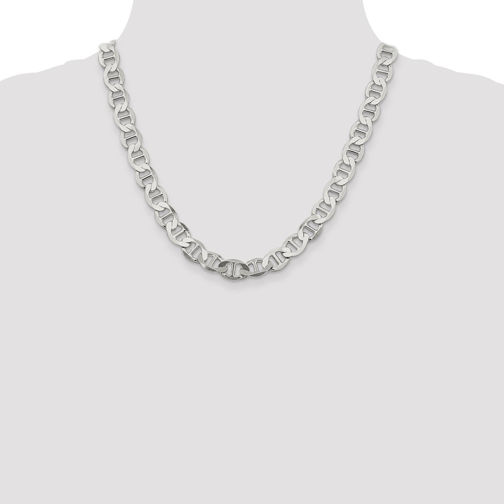 20 Inch Sterling Silver 9.95mm Flat Anchor Chain Necklace