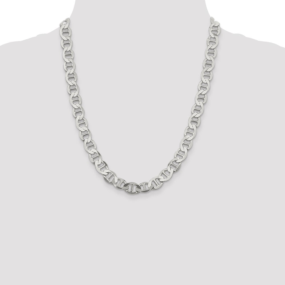 22 Inch Sterling Silver 9.95mm Flat Anchor Chain Necklace