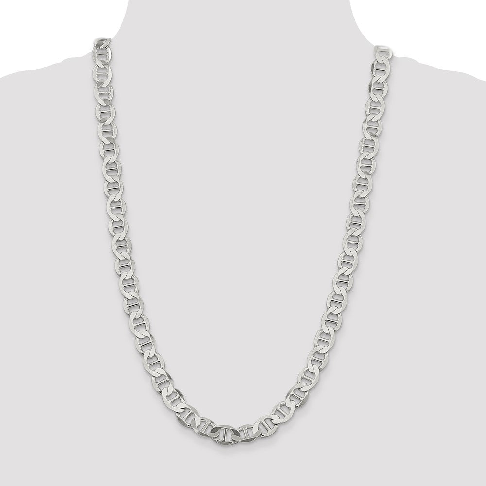26 Inch Sterling Silver 9.95mm Flat Anchor Chain Necklace
