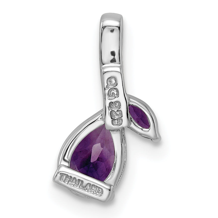 Sterling Silver Sterlingsilver Rhodplat .79Am/Wt Amethyst & White Topaz Pendant