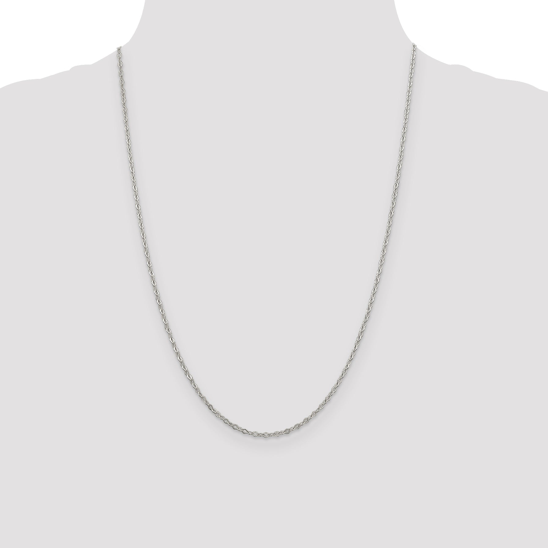 24 Inch Sterling Silver 2.25mm Fancy Rolo Chain Necklace