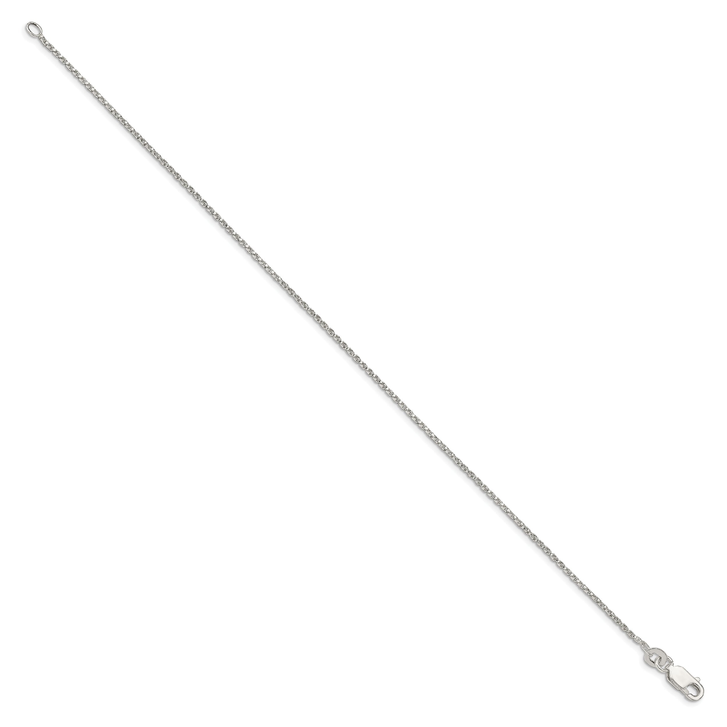 10 Inch Sterling Silver 1.25mm Twisted Box Chain Anklet