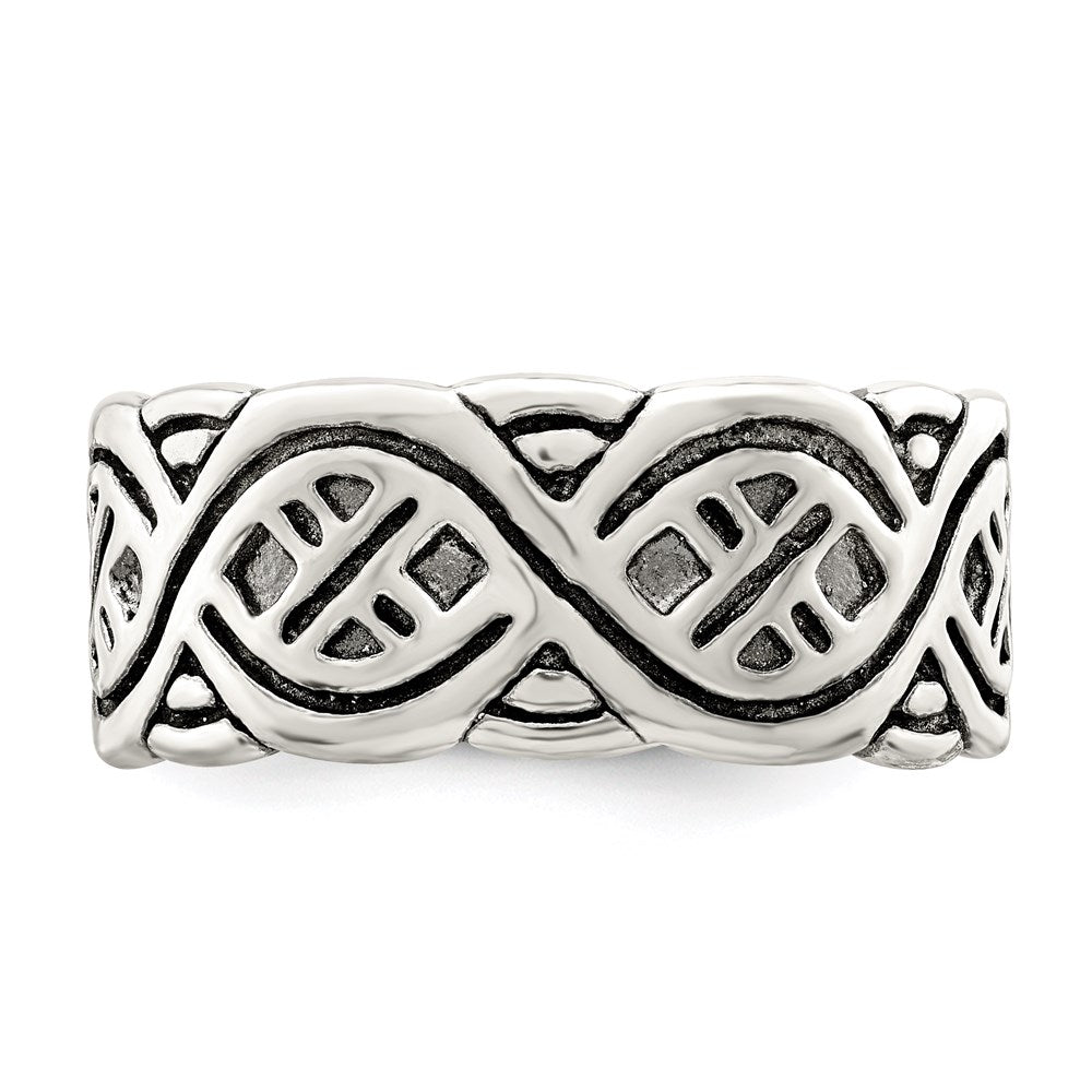Sterling Silver Fancy Antiqued Band