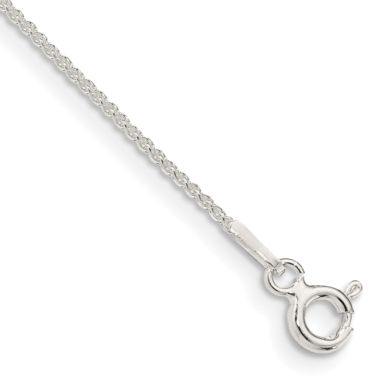 10 Inch Sterling Silver 1mm Round Spiga Chain Anklet