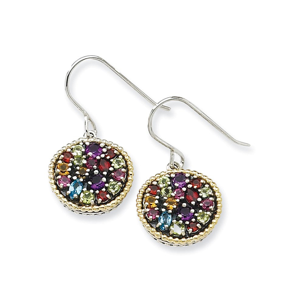14K/Silver Two Tone Ss 14K Multi Gemstone Earrings