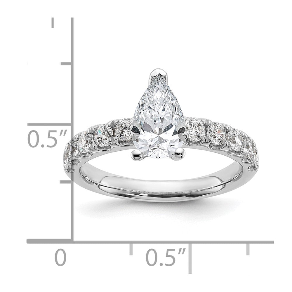 14K White Gold 1 3/4 Carat Certified Lab Grown Diamond Vs+ F+ Pear Complete Engagement Ring