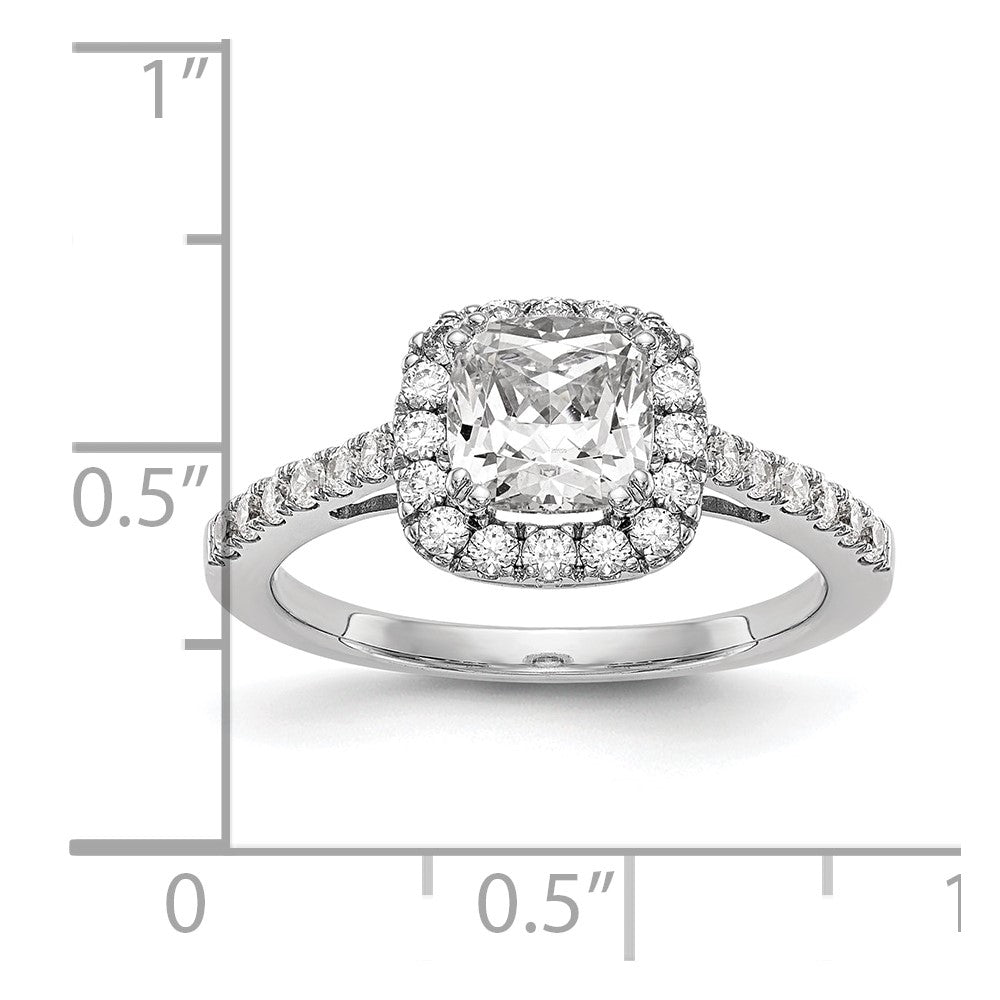 14K White Gold Halo Plus (Holds 1 Carat (5.8mm) Cushion Center) 3/8 Diamond Semi Mount Engagement Ring