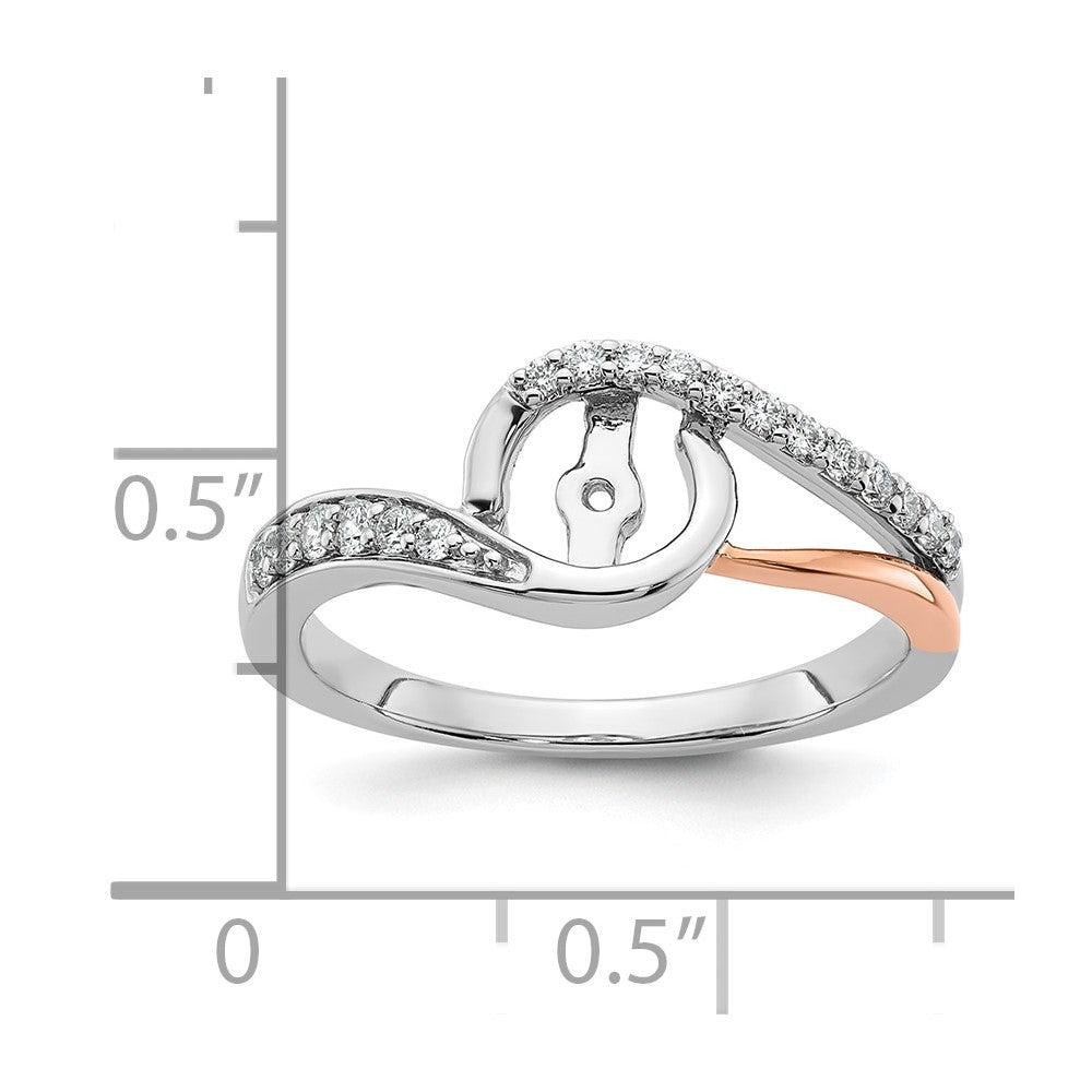14k Two-Tone Rose and White Gold 1/5 Ct. Lab Grown Diamond VS/SI Semi Mount Peg Set Engagement Ring