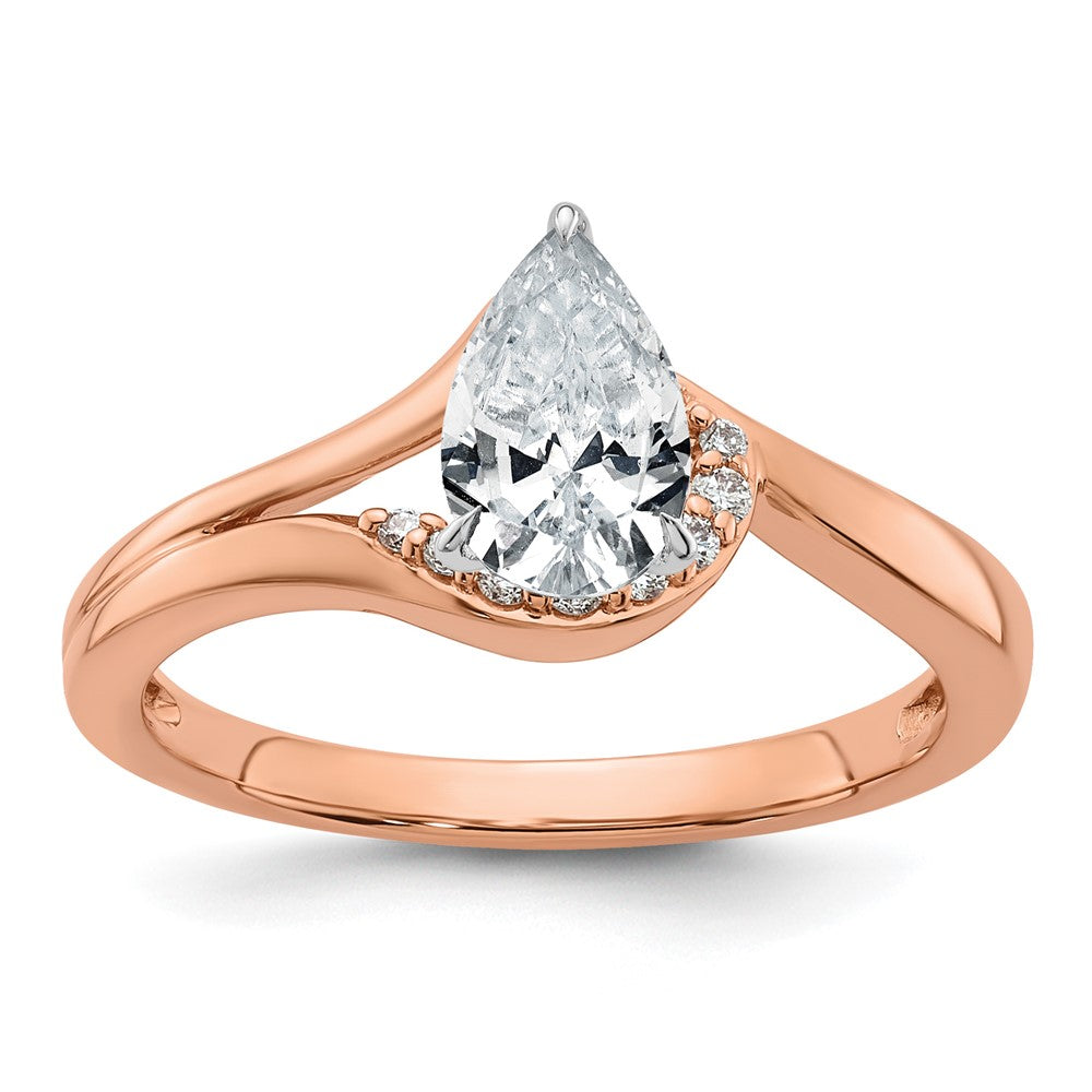 10K Rose Gold Peg Set Bypass 1/20 Carat Diamond Semi Mount Engagement Ring
