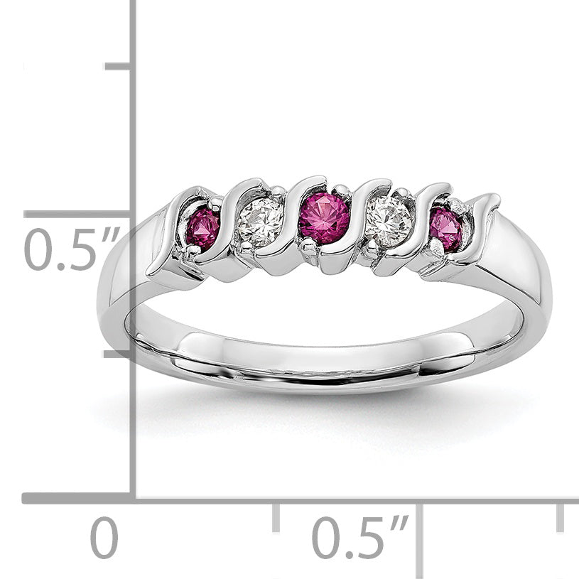 10K White Gold Diamond W/Ruby Band