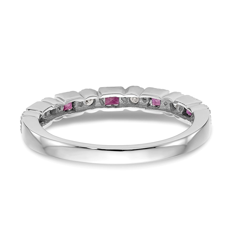 10K White Gold Diamond W/Ruby Band