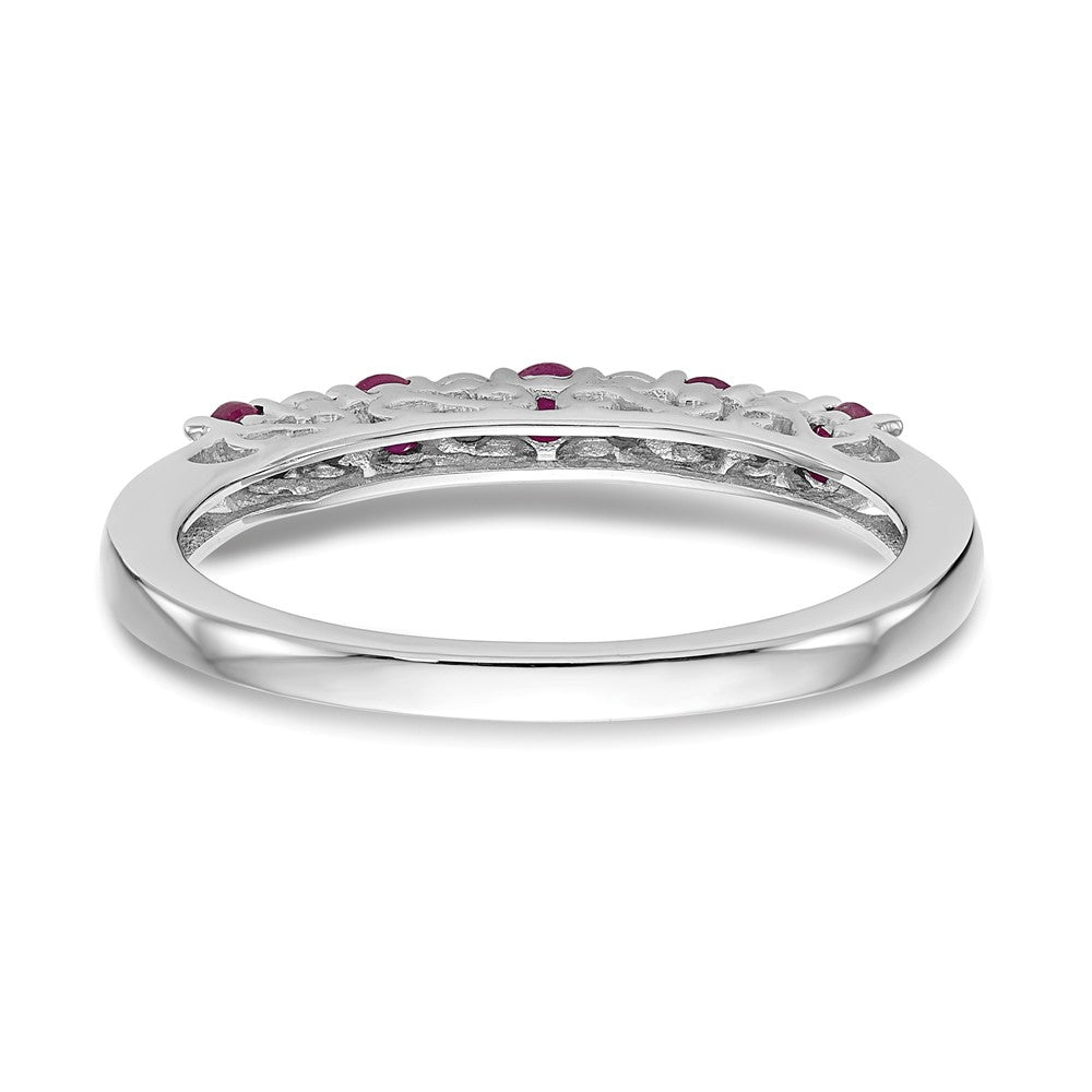 10K White Gold Diamond W/Ruby Band