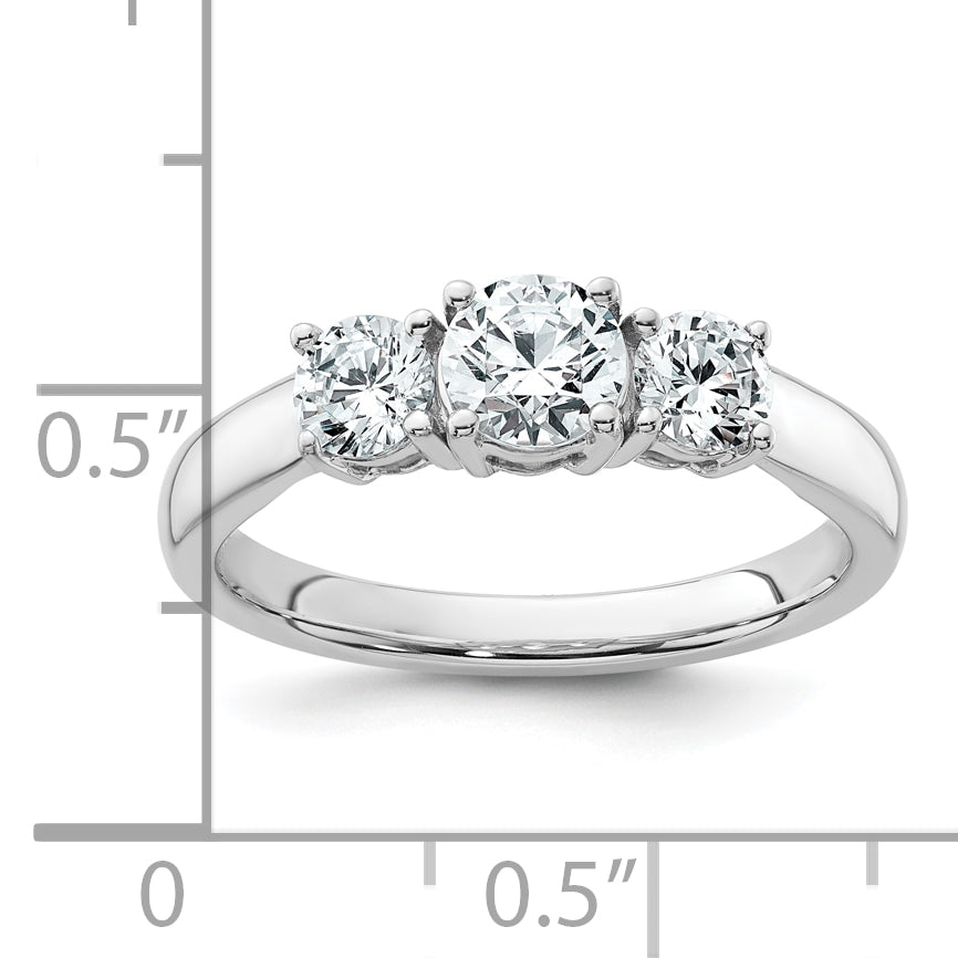 14k White Gold 14k White Gold 1 carat Lab Grown Diamond VS+ F+ Three Stone Complete Engagement Ring