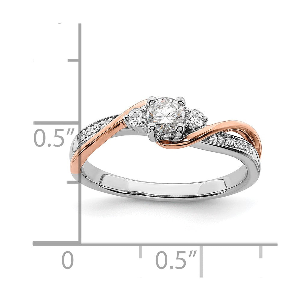10k Two-tone Two Tone Rose and White Gold 3/8 Ct. Lab Grown Diamond VS/SI+ G+ Round Bypass Engagement Ring