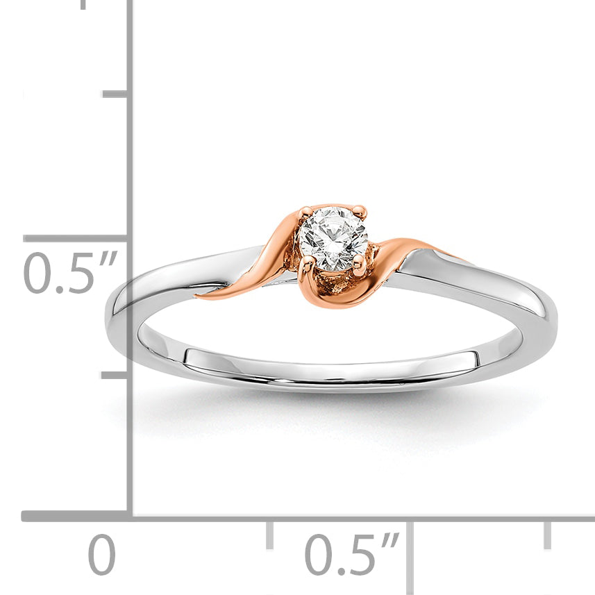 14K White/Rose Gold First Promise White And Rose 1/10 Carat Round Diamond Complete Promise/Engagement Ring