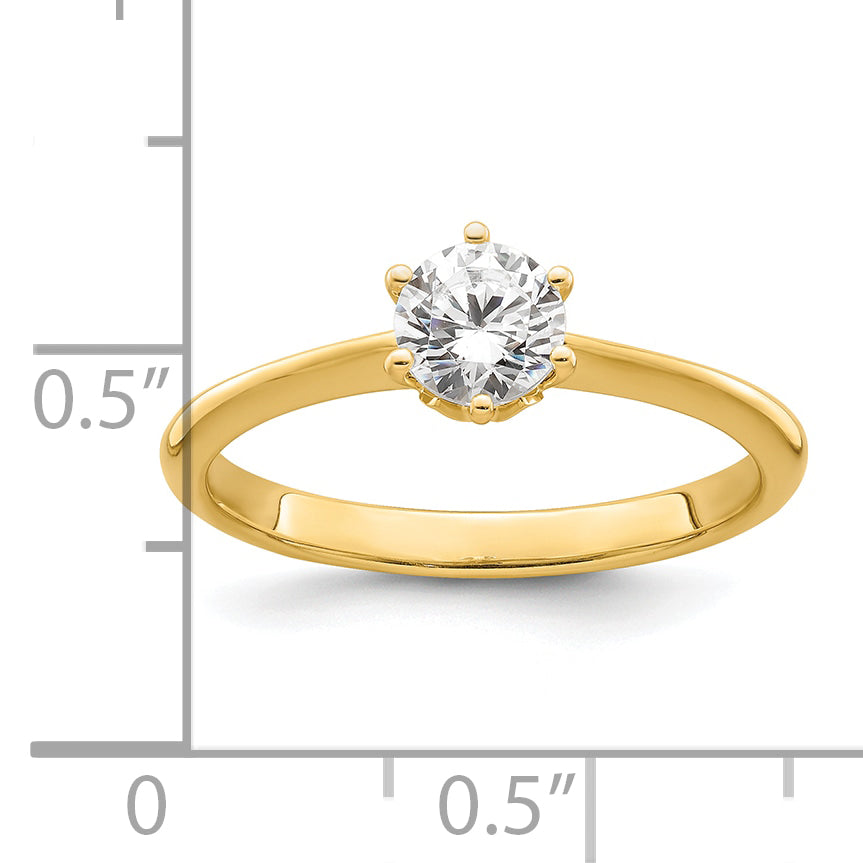 14K Yellow Gold (Holds 1/2 Carat (5.20 mm) Round) 4 Prong With .01 Diamond Leaf Design Semi Mount Engagement Ring