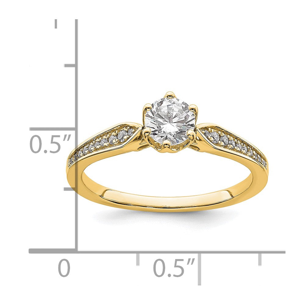 14K Yellow Gold (Holds 1/2 Carat (5.2mm) Round Center) 1/15 Diamond Semi Mount Engagement Ring