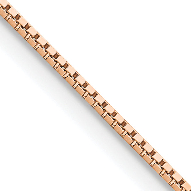14K Rose Gold 24 Inch Box Link With Lobster Clasp Chain