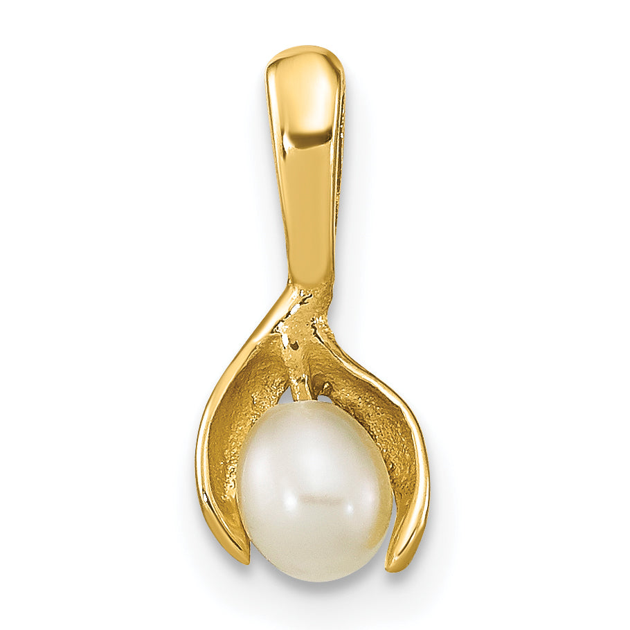 14K Yellow Gold Madi K 4-5mm Rice White Fwc Pearl Pendant