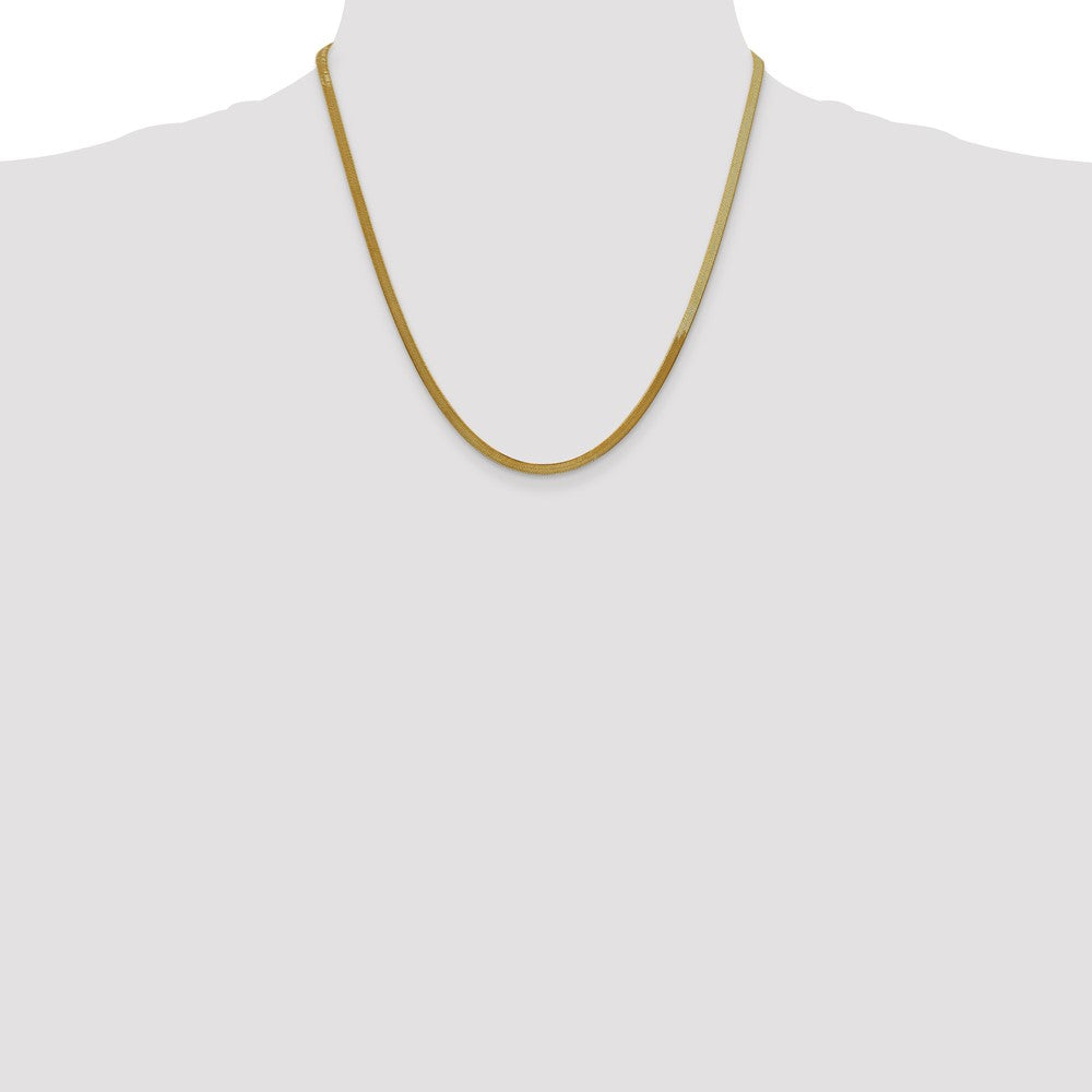 14K Yellow Gold 20 Inch 3mm Silky Herringbone With Lobster Clasp Chain Necklace