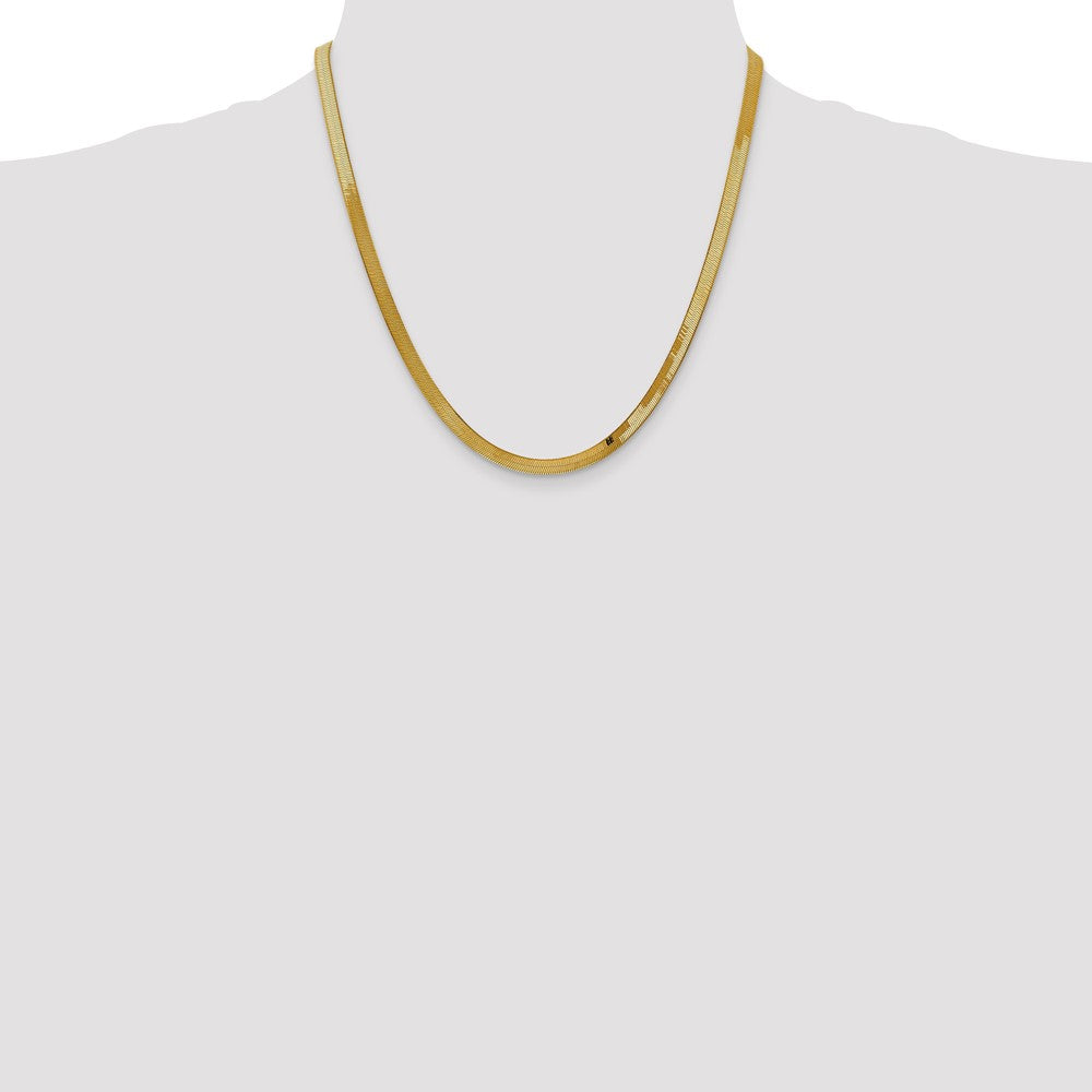 14K Yellow Gold 20 Inch 4mm Silky Herringbone With Lobster Clasp Chain Necklace