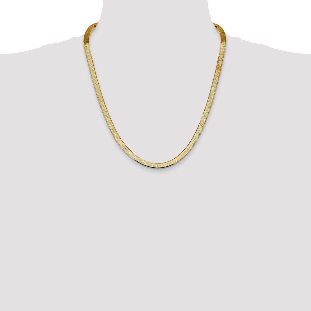 22 Inch 14K 5.5mm Silky Herringbone Chain Necklace