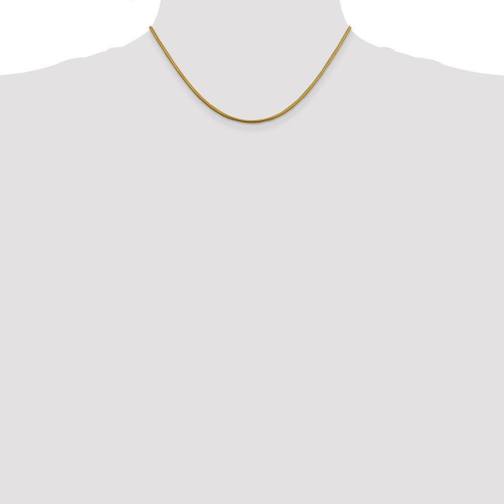 14K Yellow Gold 16 Inch 1.85mm Round Snake Lobster Clasp Chain Necklace