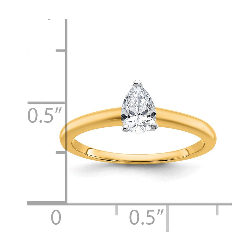 14k Two-tone 1/2 Ct. Certified Lab Grown Diamond VS/SI+ G+ Pear Solitare Engagement Ring