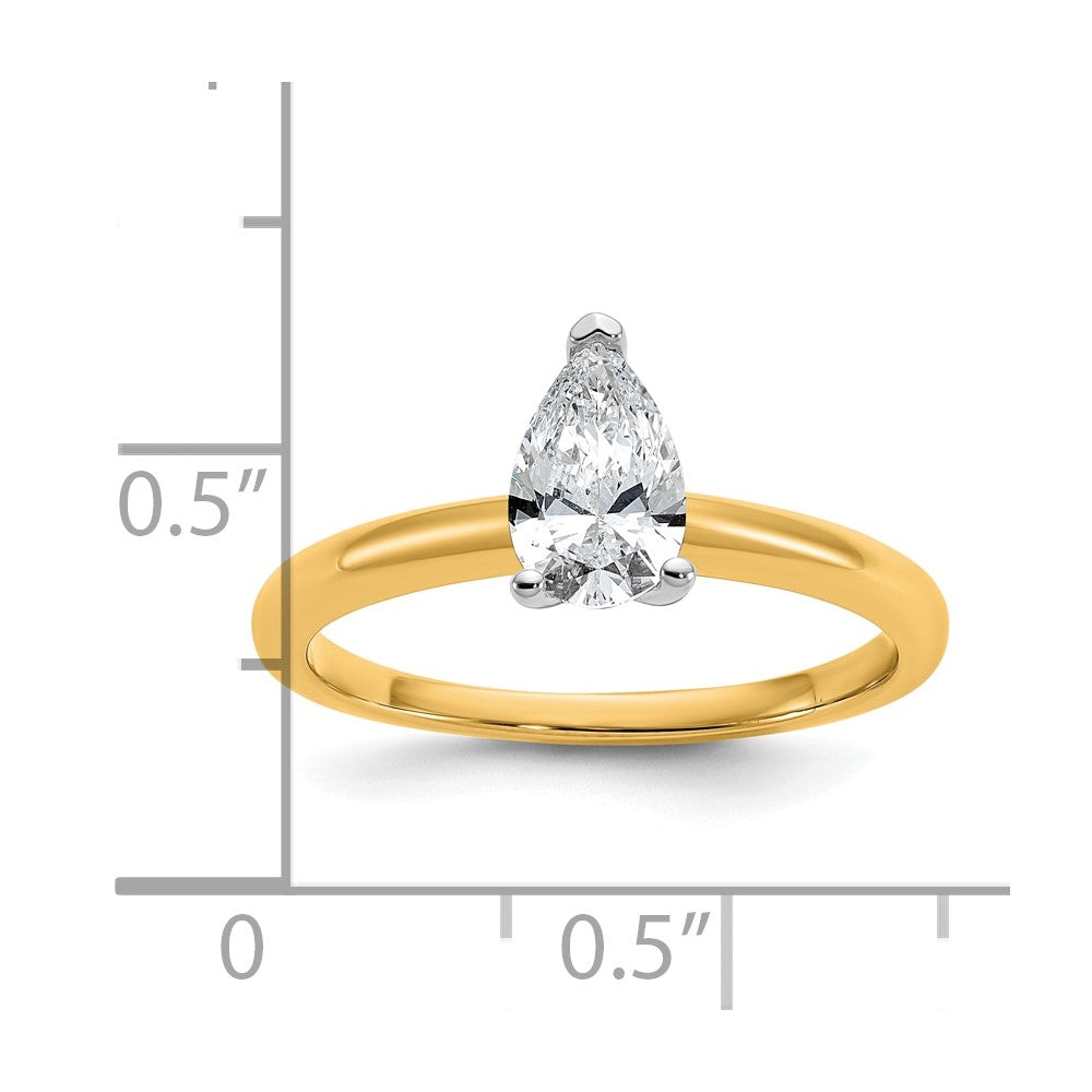 14k Two-tone 3/4 Ct. Lab Grown Diamond VS/SI+ G+ Pear Solitare Engagement Ring